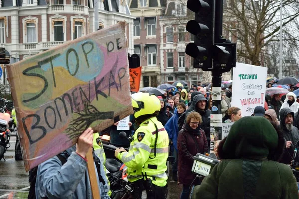 Holland Amsterdam Demonstrations March Stronger Climate Change Policies Netherlands — Stock Photo, Image