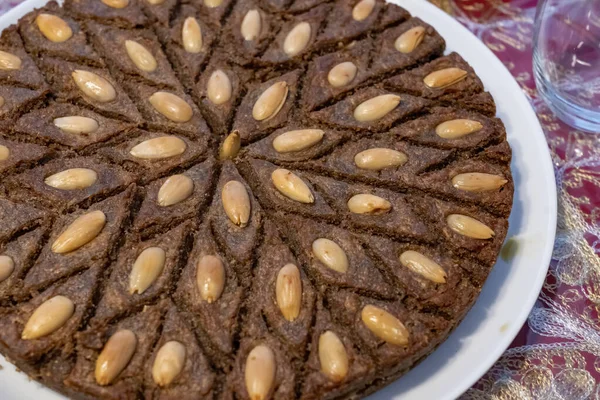 Baked kibbeh Arabic meat appetizer. Meat pie.