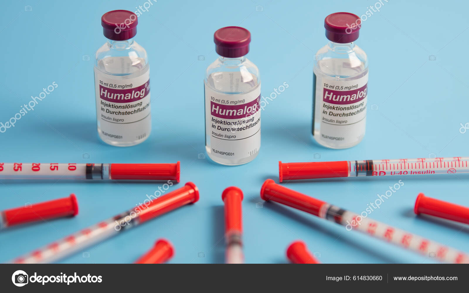 Insulin Injection Syringe Arranged Humalog Insulin Injection Solution