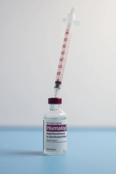 Jeringa Para Inyección Insulina Una Solución Para Inyección Insulina Humalog —  Fotos de Stock