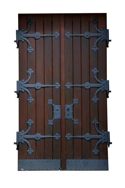 Vintage Wooden Door Isolated White Background — Stock Photo, Image