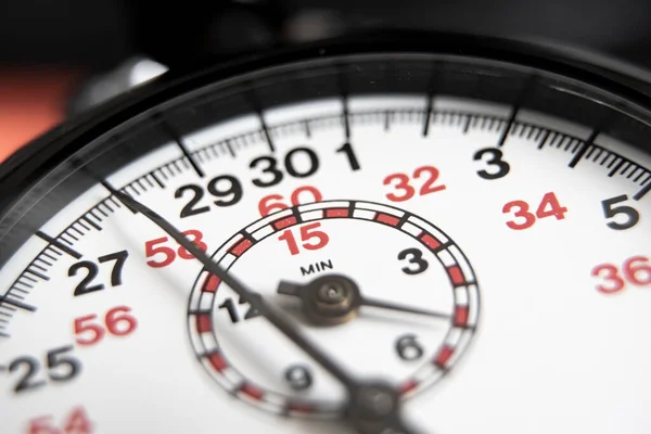 Cronometro Con Numeri Neri Rossi Macro Immagini — Foto Stock