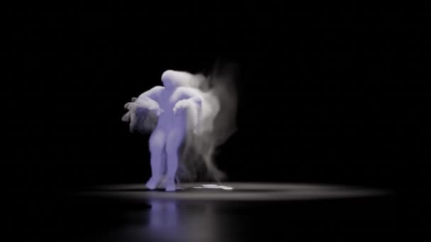 Danza Hip Hop Animación Hombre Silueta Escenario Negro Efecto Humo — Vídeos de Stock