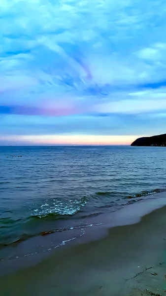Schöner Blau Rosafarbener Himmel Meeresufer Gdingen Polen — Stockfoto