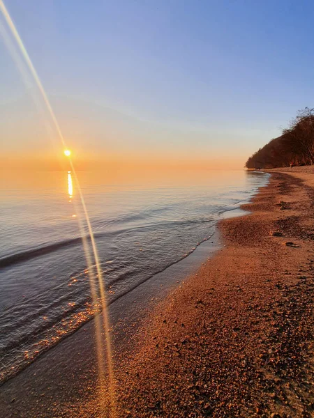 Unglaublicher Sonnenaufgang Der Polnischen Küste — Stockfoto