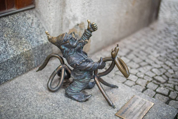 Poland, Wroclaw - April 2022. Dwarf, gnome, famous small statues in Wroclaw. High quality photo