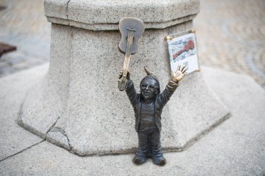 Poland, Wroclaw - April 2022. Dwarf, gnome, famous small statues in Wroclaw. High quality photo