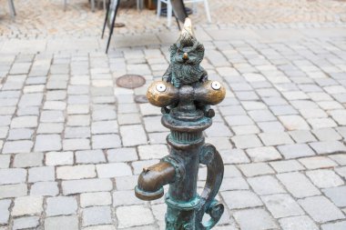 Poland, Wroclaw - April 2022. Dwarf, gnome, famous small statues in Wroclaw. High quality photo