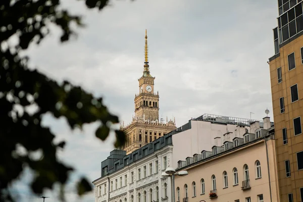 Poland, Warsaw - July 2022. Beautiful view at Palace of Culture and Science in Warsaw. High quality photo