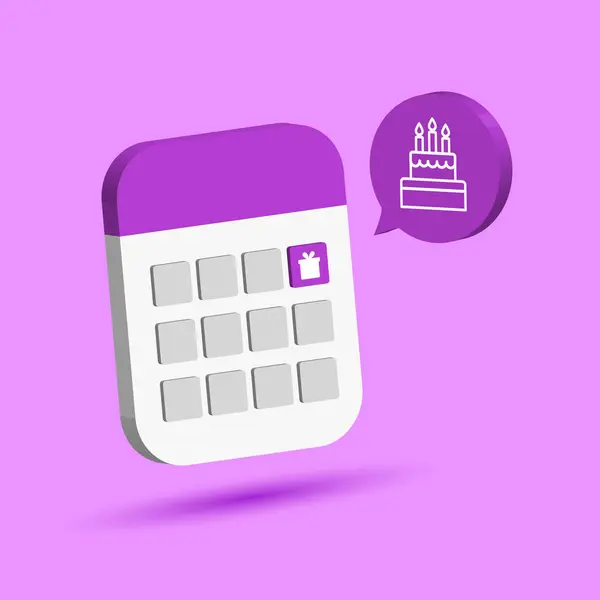 Calendario Data Compleanno Avviso Promemoria Stile Organizzatore Del Calendario Con — Vettoriale Stock