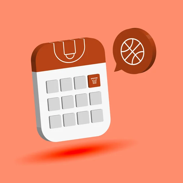 Calendario Delle Partite Pallacanestro Illustrazione Calendario Organizzatore Con Icona Palla — Vettoriale Stock