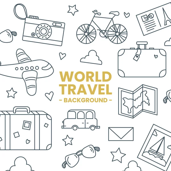 World Travel Doodle Icon Set Background — Stockvektor