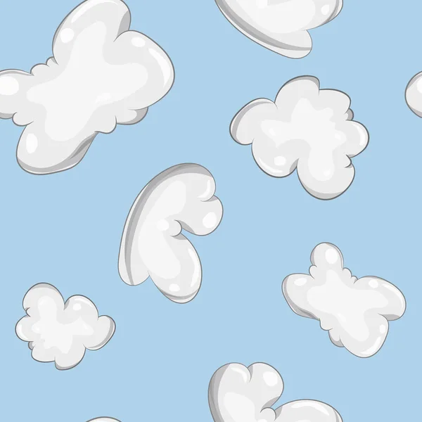 Carino Nube Cartone Animato Illustrazione Modello Senza Soluzione Continuità — Vettoriale Stock