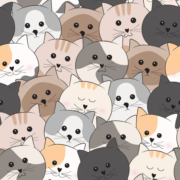 Patrón Sin Costuras Con Lindo Gato Dibujos Animados Fondo — Archivo Imágenes Vectoriales