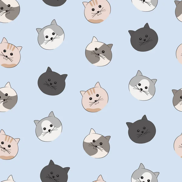 Nahtloses Muster Mit Niedlichem Katzen Cartoon Hintergrund — Stockvektor