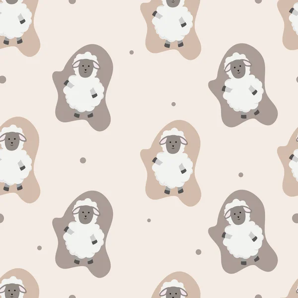 Seamless Pattern Cute Lamb Background —  Vetores de Stock