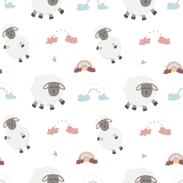 Seamless Pattern Cute Lamb Background — Archivo Imágenes Vectoriales