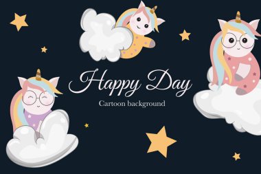 cute kawaii unicorn cartoon template background