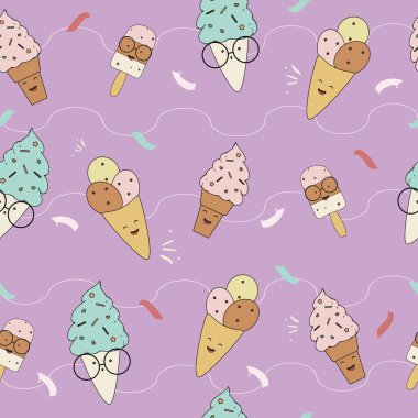 seamless pattern with summer ice cream background