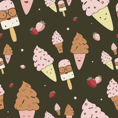 seamless pattern with summer ice cream background