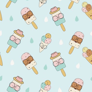 seamless pattern with summer ice cream background