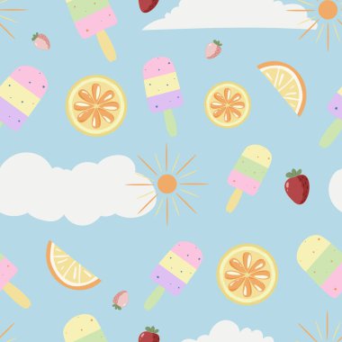seamless pattern with summer ice cream background