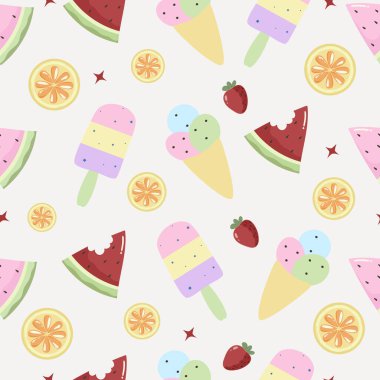 seamless pattern with summer ice cream background