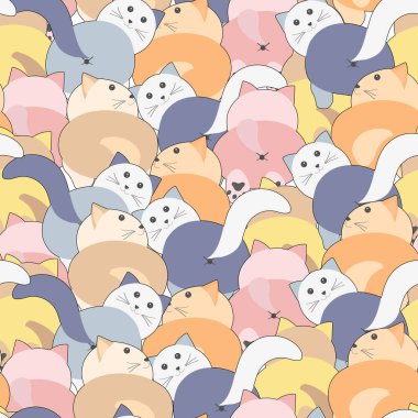 seamless pattern with cute pastel cat background