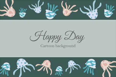 cute jellyfish and coral reef template background