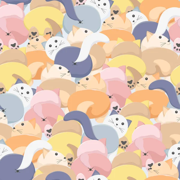 Seamless Pattern Cute Pastel Cat Background — Archivo Imágenes Vectoriales
