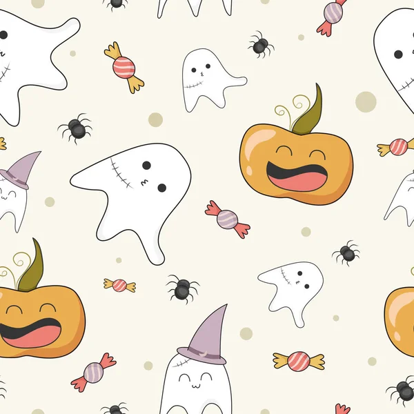 Nahtlose Muster Niedlich Halloween Hintergrund — Stockvektor