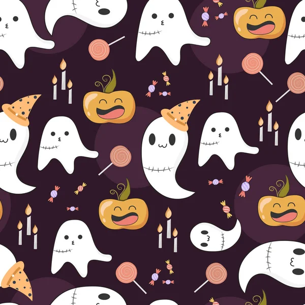 Nahtlose Muster Niedlich Halloween Hintergrund — Stockvektor