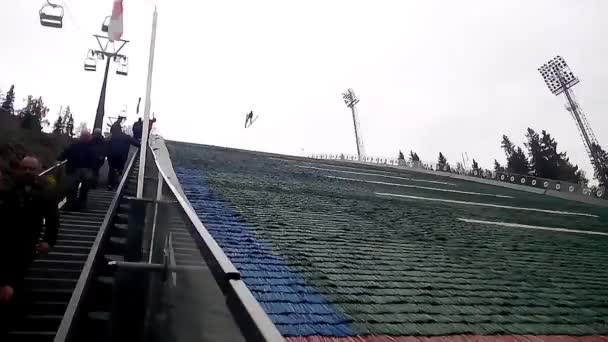 Ski Jumper Action Lillehammer Norway — ストック動画