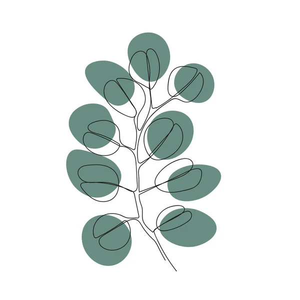 Minimalistic Illustration One Line Sprig Eucalyptus — стоковый вектор