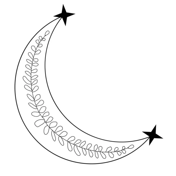 Vektor Doodle Illustration Mystischer Stilisierter Mond Magischer Vektor — Stockvektor