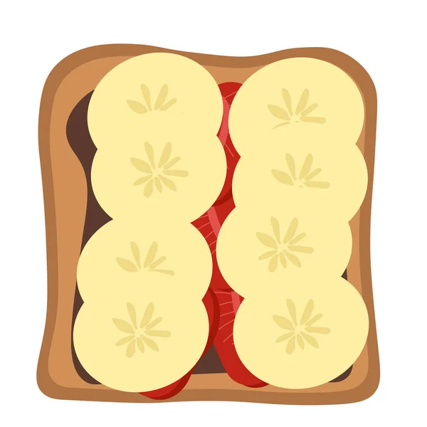 Toast Aus Schokolade Banane Und Erdbeere Gesundes Frühstück Mit Beeren — Stockvektor