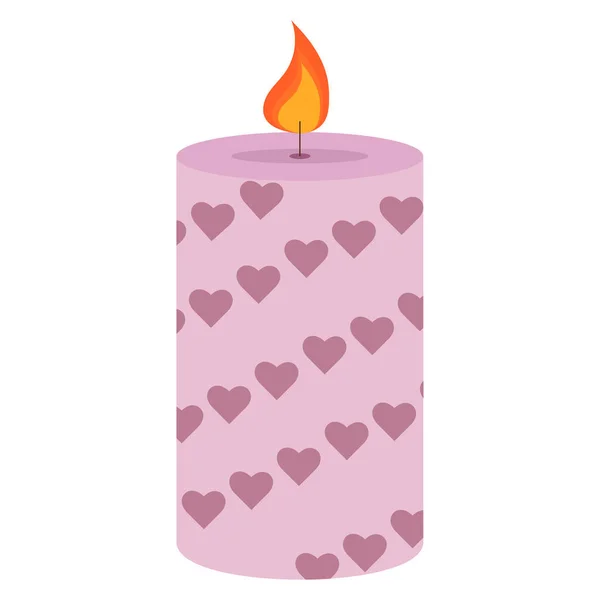 Vector Illustration Cute Purple Candle Hearts Decor Home Comfort Eps — Stock Vector