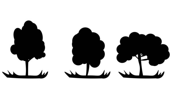 Silhouettes of trees in vector eps 10. Silhouettes of various trees in black