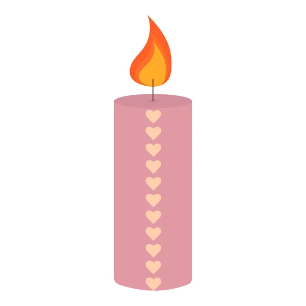 Vector Illustration Cute Pink Candle Hearts Decor Home Comfort Eps — Stock Vector