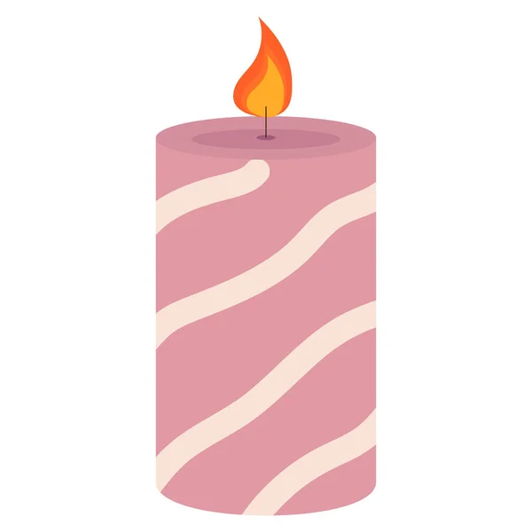 Vector Illustration Cute Pink Candle Decor Home Comfort Eps Flat — Stock Vector