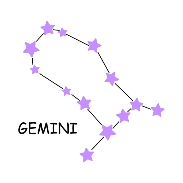 Constelação Signo Zodíaco Gêmeos Constelação Isolada Sobre Fundo Branco Uma — Vetor de Stock