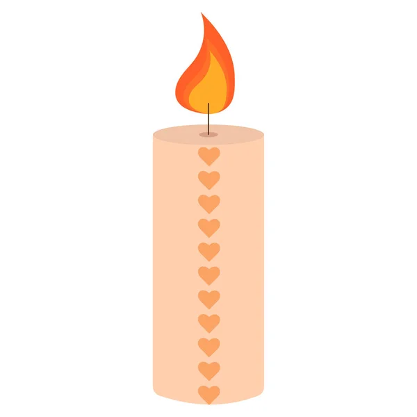 Vector Illustration Cute Creamy Candle Hearts Decor Home Comfort Eps — Stock Vector