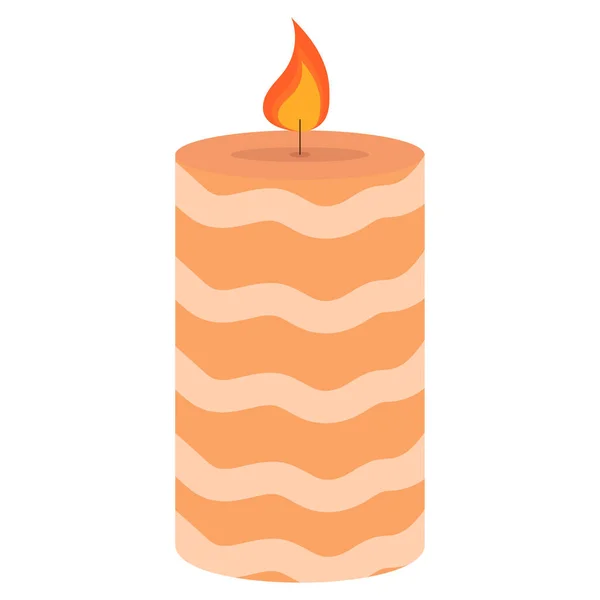 Vector Illustration Cute Orange Striped Candle Decor Home Comfort Eps — Stock Vector