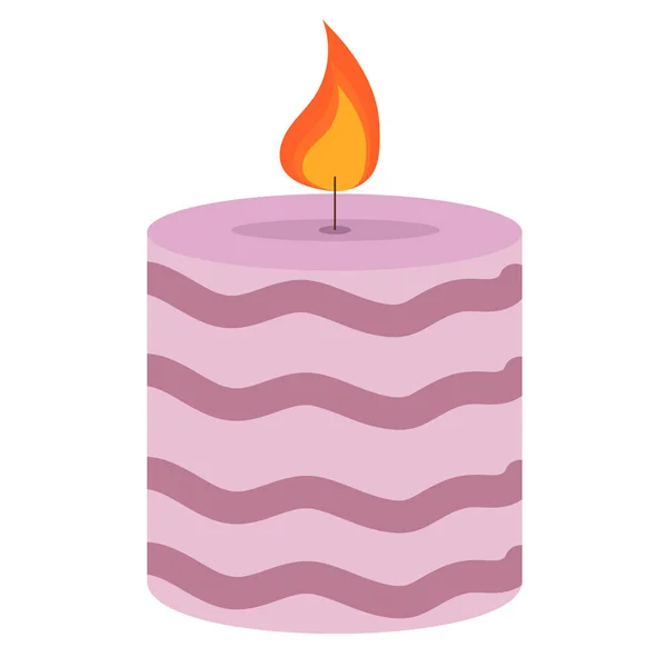 Vector Illustration Cute Purple Striped Candle Decor Home Comfort Eps — Stock Vector