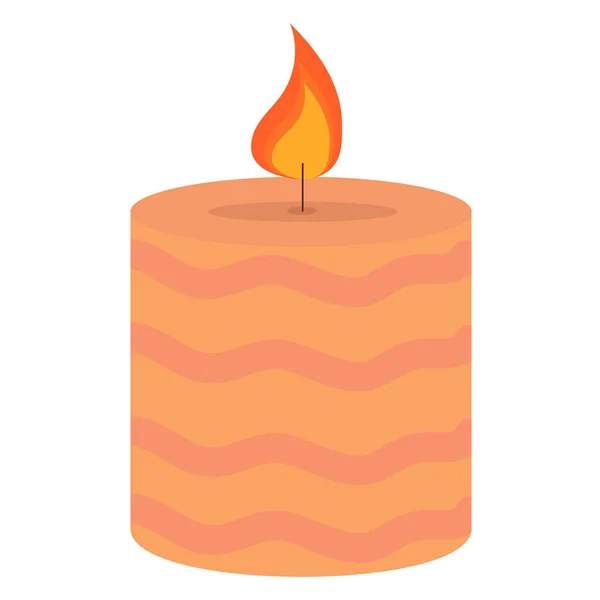 Vector Illustration Cute Orange Striped Candle Decor Home Comfort Eps — Stock Vector