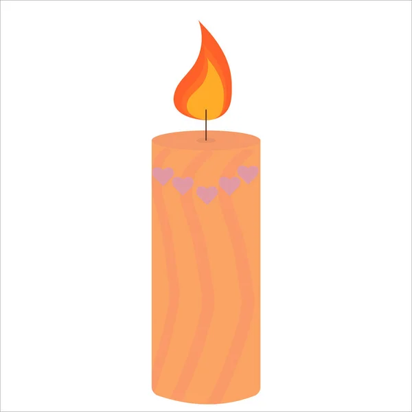 Vector Illustration Cute Orange Striped Candle Decor Home Comfort Eps — Stock Vector