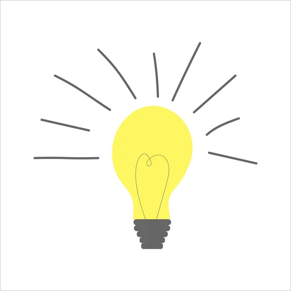 Minimalistische Vektorillustration Einer Glühbirne Die Aufleuchtete Eine Idee Entstand Ideensymbolik — Stockvektor