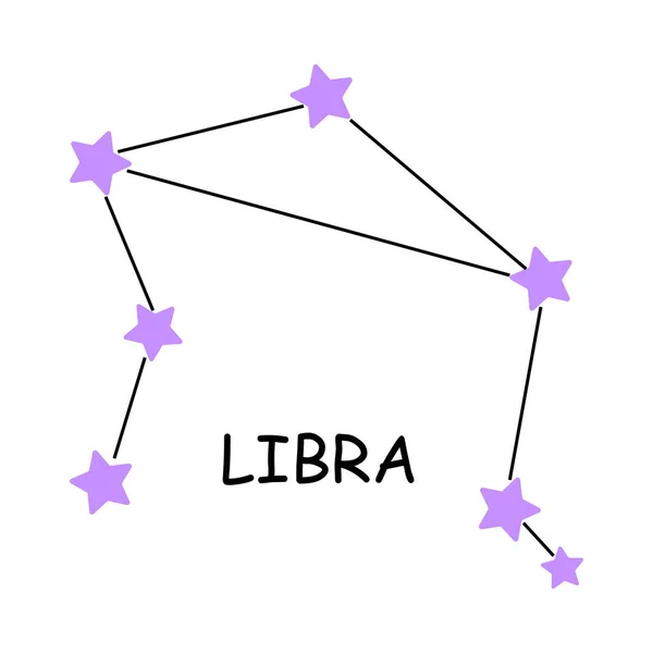 Constelação Signo Zodiacal Libra Constelação Isolada Sobre Fundo Branco Uma — Vetor de Stock