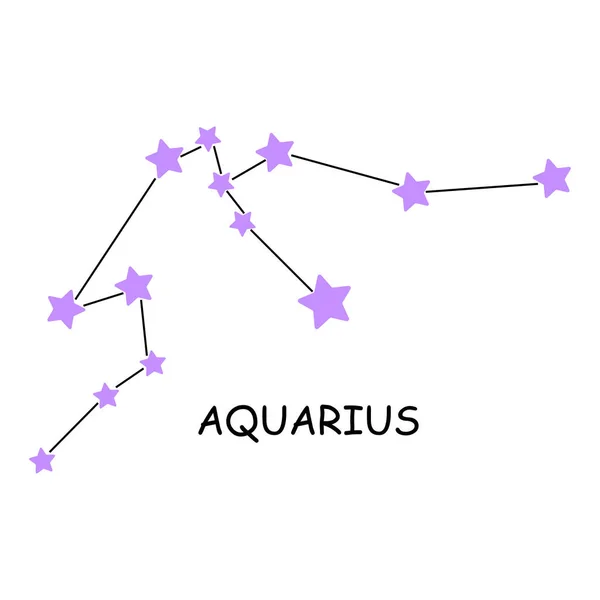 Constellation Zodiac Sign Aquarius Constellation Isolated White Background Minimalist Illustration — Stock Vector