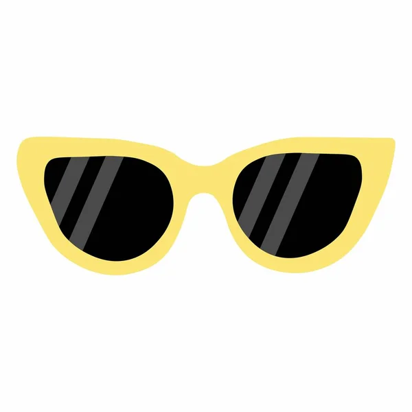 Sunglasses Yellow Frames Black Lenses Yellow Glasses Vector Illustration Flat — Stock Vector